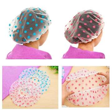Shower Caps, 3 Pcs Waterproof Bath Caps Plastic Reusable Shower Caps Elastic Band Bath Hair Hat for ...