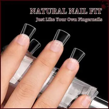 BOMOQING 500pcs Duck Nail Tips, Clear Duck Feet Fan Flare Nail Tips for Acrylic Nails, Y2K Vibe Half Cover Wide French False Nail Extension Tips