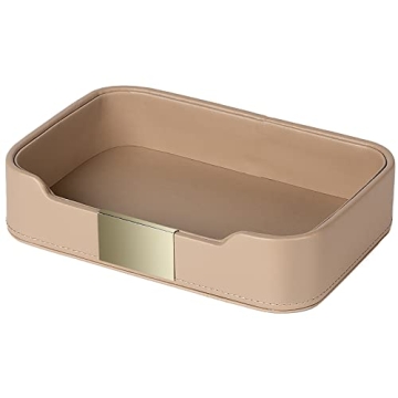 SANZIE Luxury Leather Tray Desktop Storage Catchall Organizer Decorative Tray for Entryway Table to ...