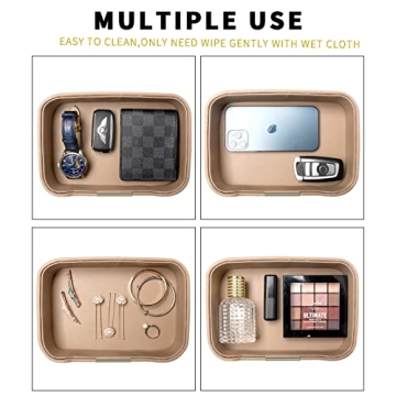 SANZIE Luxury Leather Tray Desktop Storage Catchall Organizer Decorative Tray for Entryway Table to hold Jewelry Watch Cosmetics Keys Phone Wallet Home & Office Accessories (Taupe)