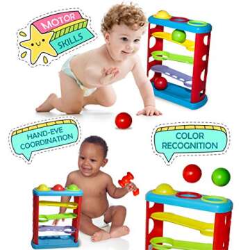 Pound a Ball Toy for Toddlers with 6 Bonus Stacking Cups, Hammer and Ball Pounding Montessori Toys for Babies, Fun Learning Developmental Toys for 1, 2, 3-Year-Olds, Best Toddler Boy and Girl Gifts