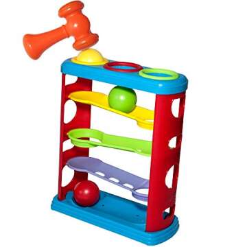 Pound a Ball Toy for Toddlers with 6 Bonus Stacking Cups, Hammer and Ball Pounding Montessori Toys for Babies, Fun Learning Developmental Toys for 1, 2, 3-Year-Olds, Best Toddler Boy and Girl Gifts