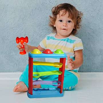 Pound a Ball Toy for Toddlers with 6 Bonus Stacking Cups, Hammer and Ball Pounding Montessori Toys for Babies, Fun Learning Developmental Toys for 1, 2, 3-Year-Olds, Best Toddler Boy and Girl Gifts