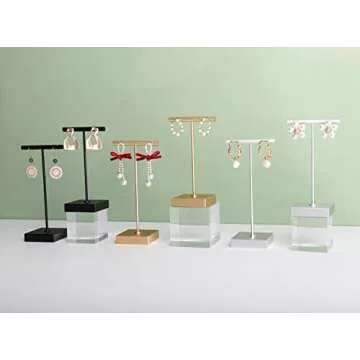 GemeShou Gold Earring Display Stands for Selling, Metal Earring T Stand, Small Jewelry Earring Holde...
