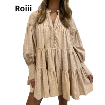 Roiii Women’s A-Line Lace Button Down Dress - Stylish & Comfortable