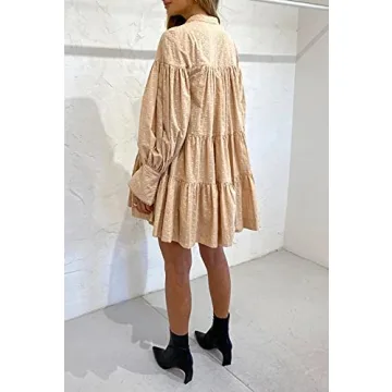 Roiii Women’s A-Line Lace Button Down Dress - Stylish & Comfortable