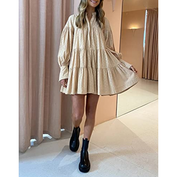 Roiii Women’s A-Line Lace Button Down Dress - Stylish & Comfortable