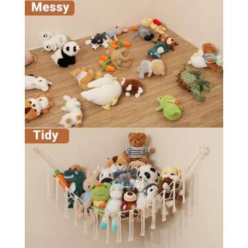 iKeelo 2 Pack Stuffed Animal Storage Hammock Net, Nursery Hanging Organizer for Teddy Bears and Plush Toys, Large Corner Stuffy Holder for Kids Bedroom and Playroom