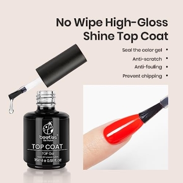 Beetles No Wipe Gel Top Coat and Base Coat Set - 15ml Shine Finish