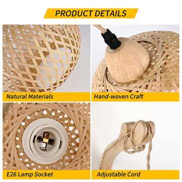 Frideko Bamboo Lantern Plug-in Sconces with Adjustable Cord