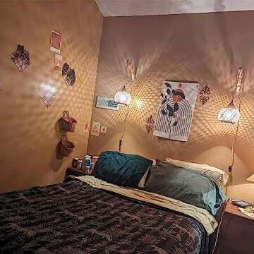 Frideko Bamboo Lantern Plug-in Sconces with Adjustable Cord