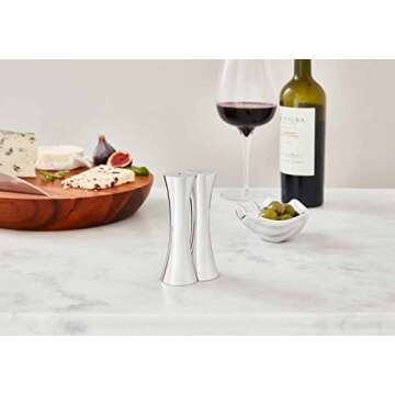 nambe Kissing Salt & Pepper Shakers | 2-Piece Set | Kitchen Tool | Salt Sugar Spice Pepper Seasoning Bottle for Table, RV, Camp, BBQ | 1.5-Ounce | Made of Metal Alloy | Designed by Karim Rashid