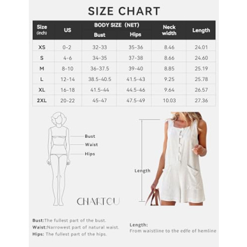 CHARTOU Women Shorts Overall Front Button Cotton Linen Summer Wide Leg Shorts Romper (Large, Beige)