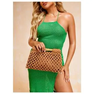 Floerns Women's Straw Bag Handle Beach Clutch Purse Hobo Handbag Brown One-Size