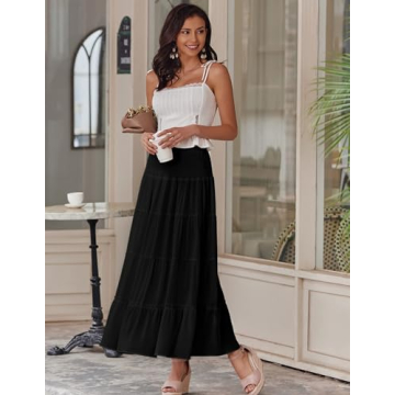 Zeagoo Womens Chiffon High Waist Pleated Maxi Skirt