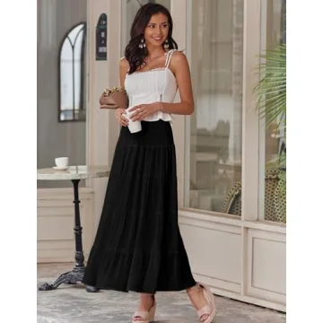 Zeagoo Womens Chiffon High Waist Pleated Maxi Skirt