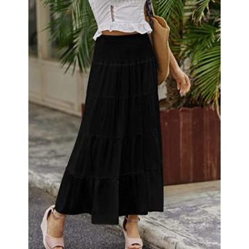 Zeagoo Womens Chiffon High Waist Pleated Maxi Skirt