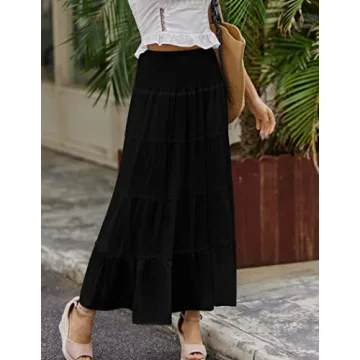 Zeagoo Womens Chiffon High Waist Pleated Maxi Skirt