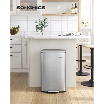 SONGMICS 13 Gallon Stainless Steel Trash Can for Kitchen
