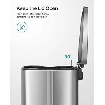 SONGMICS 13 Gallon Stainless Steel Trash Can for Kitchen