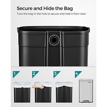 SONGMICS 13 Gallon Stainless Steel Trash Can for Kitchen