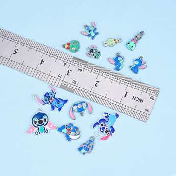 Suu 14pcs Anime Stitch Charms for Jewelry Making, Enamel Cartoon Stitch Pendant Charm for Bracelets ...