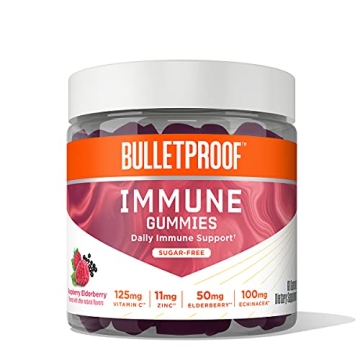 Bulletproof Sugar-Free Raspberry Elderberry Immune Gummies, 60 Count - Keto & Vegan Friendly