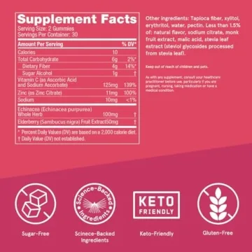 Bulletproof Sugar-Free Raspberry Elderberry Gummies for Immunity