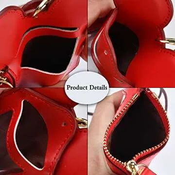 BUUFAN Chic Red Cute Travel PU Leather Student ID Card Holder Lanyard Neck Pouch Bag With Coin Wallet Purse for Students Women Kids Teens Girls