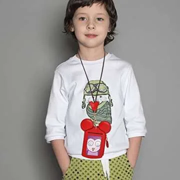 BUUFAN Chic Red Cute Travel PU Leather Student ID Card Holder Lanyard Neck Pouch Bag With Coin Wallet Purse for Students Women Kids Teens Girls