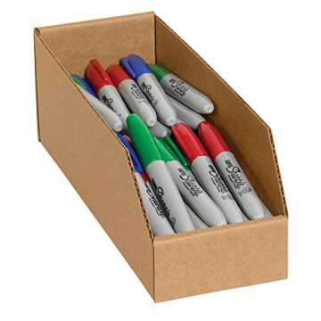 Top Pack Supply Open Top Bin Boxes, 4" x 12" x 4 1/2", Kraft (Pack of 50)