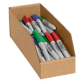 Top Pack Supply Open Top Bin Boxes, 4" x 12" x 4 1/2", Kraft (Pack of 50)