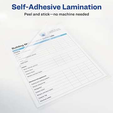 Avery Clear Laminating Sheets, 9" x 12", Permanent Self-Adhesive, 10 Sheets (73603)