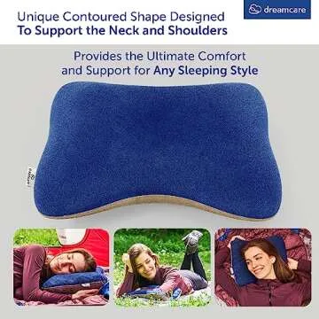 DREAMCARE Camping Pillow, Memory Foam Travel Pillow, Camping Accessories - Small Pillow Camping Essentials Camping Pillows for Sleeping, Backpacking Pillow, Travel Pillows for Sleeping (Medium,Blue)