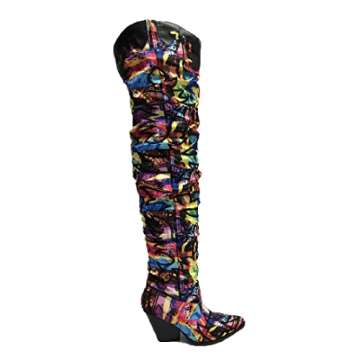 Cape Robbin Kelsey-21 Cowboy Boots Women, Over The Knee Western Cowgirl Boots with Chunky Block Heels, Fashion Dress Boots for Women