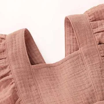 Douhoow Newborn Baby Girls Ruffle Romper Jumpsuit Bodysuit Baby Girl Summer Clothes Outfits (Khaki, 0-3 Months)