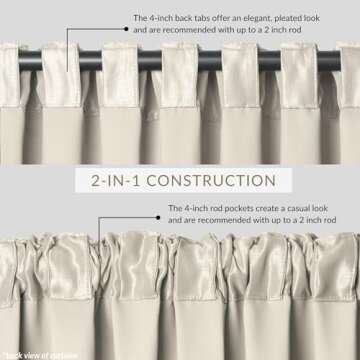 Elrene Home Fashions All Seasons Energy Efficient Room Darkening Rod Pocket Window Panel, 52" x 84" (1), Ivory