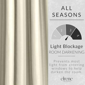 Elrene Home Fashions All Seasons Energy Efficient Room Darkening Rod Pocket Window Panel, 52" x 84" (1), Ivory