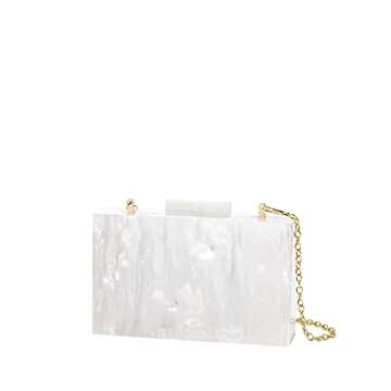 Acrylic Clutch Purses for women Perspex Bag Box Clutch Evening Crossbody Handbags (WHITE) Small