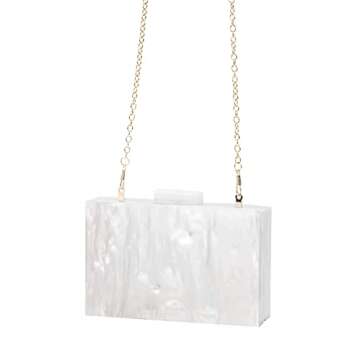 Acrylic Clutch Purses for women Perspex Bag Box Clutch Evening Crossbody Handbags (WHITE) Small