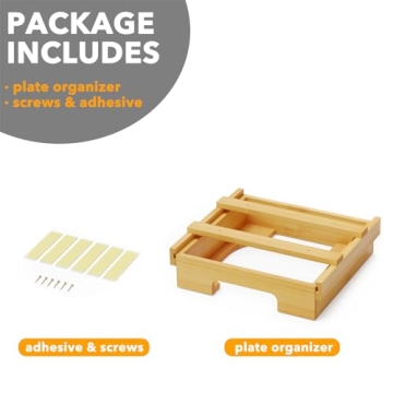 SpaceAid Bamboo 10-inch Plate Dispenser Under Cabinet Organizer