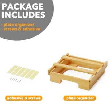 SpaceAid Bamboo 10-inch Plate Dispenser Under Cabinet Organizer