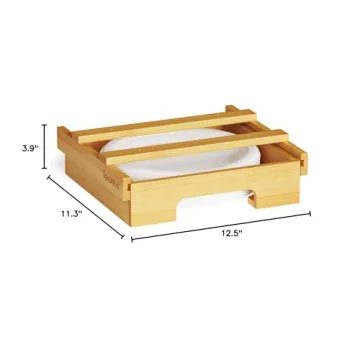 SpaceAid Bamboo 10-inch Plate Dispenser Under Cabinet Organizer