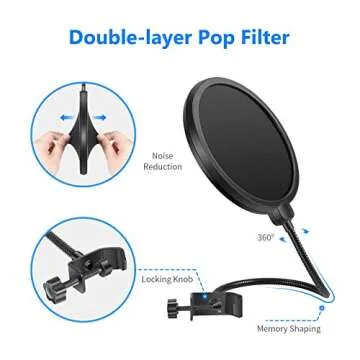 Neewer USB Microphone for Windows and Mac with Suspension Scissor Arm Stand, Shock Mount, Pop Filter, USB Cable and Table Mounting Clamp Kit for Broadcasting and Sound Recording (Blue and Silver)