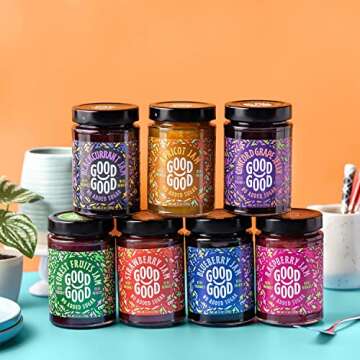Good Good Assorted No Added Sugar Keto-Friendly Jams 3 Pack - Blueberry, Raspberry, and Strawberry Jam - Low Carb, Low-Calorie Vegan Breakfast Options