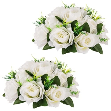 Inweder Wedding Flower Balls for Centerpieces - 2 Pcs Artificial Flower Ball Arrangement Bouquet, Fa...