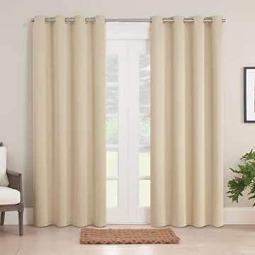 ECLIPSE Bradford Waterproof Blackout Thermal Insulated Grommet Outdoor Curtain for Patio or Porch (1 Panel), 52 in x 84 in, Linen