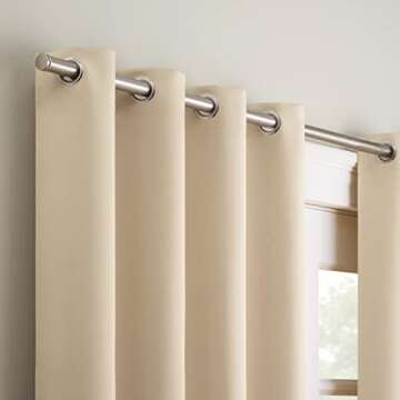 ECLIPSE Bradford Waterproof Blackout Thermal Insulated Grommet Outdoor Curtain for Patio or Porch (1 Panel), 52 in x 84 in, Linen