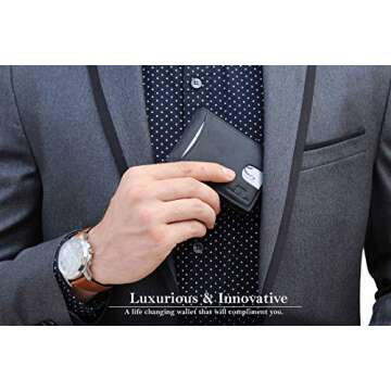 SERMAN BRANDS RFID Blocking Slim Bifold Genuine Leather Minimalist Front Pocket Wallets for Men with...