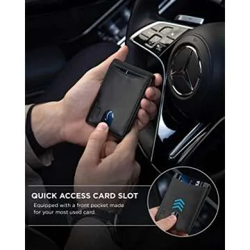 SERMAN BRANDS RFID Slim Wallet with Money Clip  - Charcoal Black